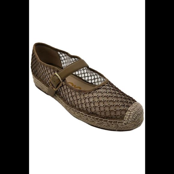 Sam Edelman Women's Mackie Espadrille Mary Jane Gold Brushed/Tan Mesh - Medium - Picture 1 of 3